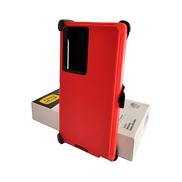 ESTUCHE TIPO DEFENDER SAMSUNG S23 ULTRA ROJO/NEGRO CON CLIP
