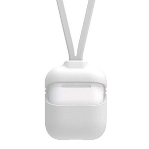 FUNDA SILICON PARA AIRPODS CON COLGANTE BLANCO