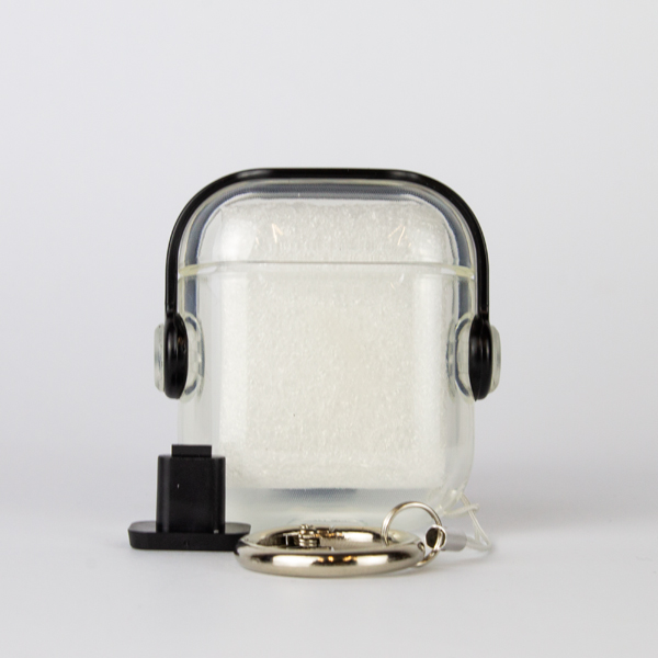FUNDA TPU RIGIDO CON AUDIFONOS NEGRO AIRPODS 1/2