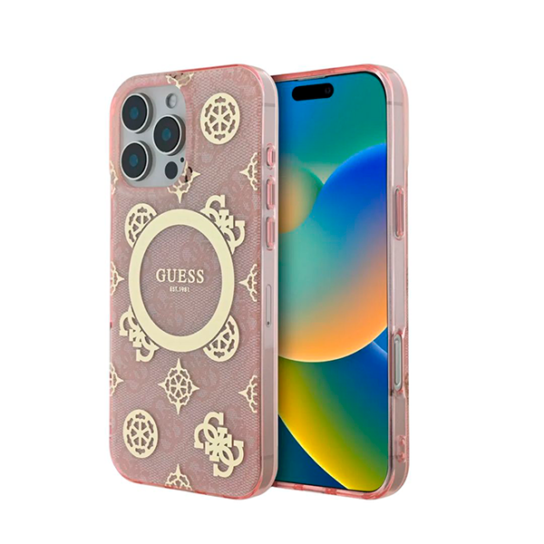 CARATULA GUESS PEONY MAGSAFE IPHONE 16 PRO MAX ROSA/DORADO