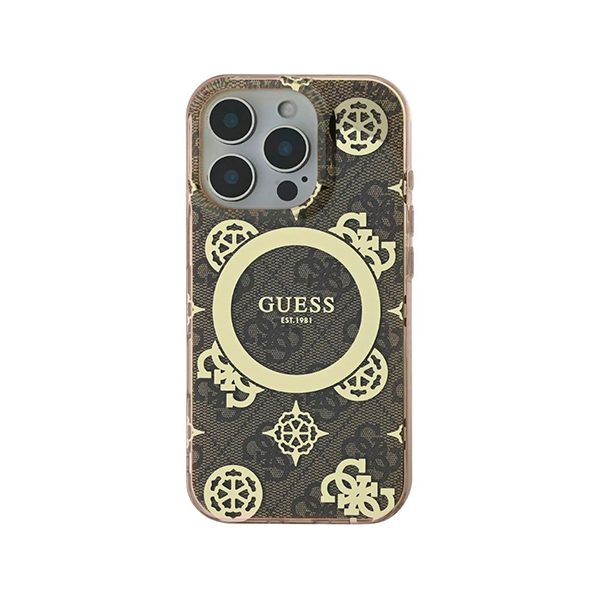 CARATULA GUESS PEONY MAGSAFE IPHONE 16 PRO MAX NEGRA/DORADO