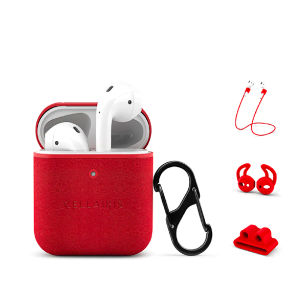 KIT DE FUNDA Y ACCESORIOS PARA AIRPODS 1/2 ROJO 12-0004011R