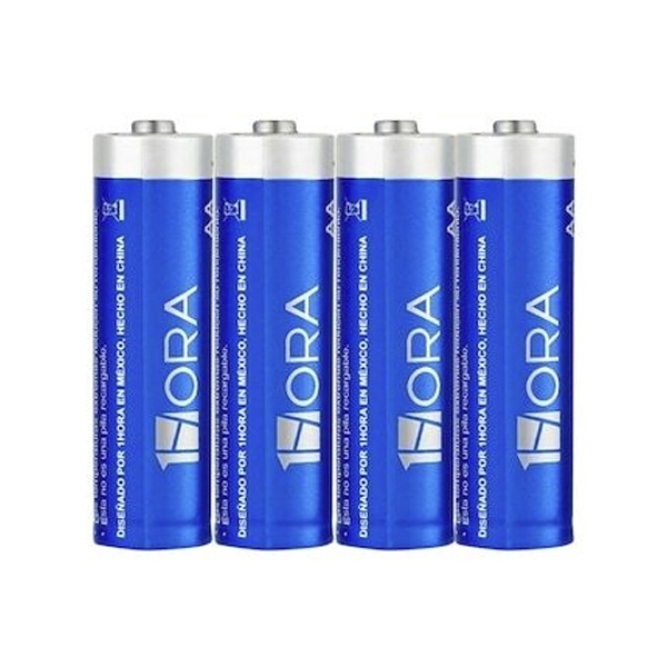 PILAS ALCALINAS AA (PAQ. C/4 PZAS) 1HORA