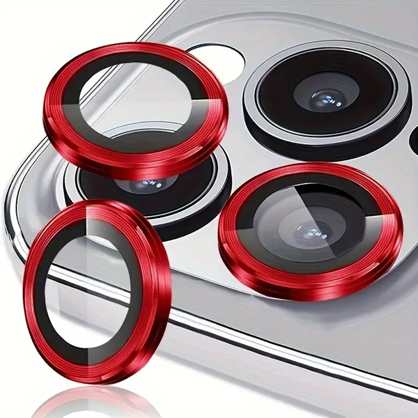 PROTECTOR CAMARA CRISTAL TEMPLADO IPHONE 15 PRO/15 PRO MAX ROJO