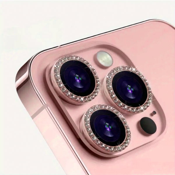 PROTECTOR CAMARA CRISTAL TEMPLADO IPHONE 16 PRO MAX BRILLOS ROSE GOLD