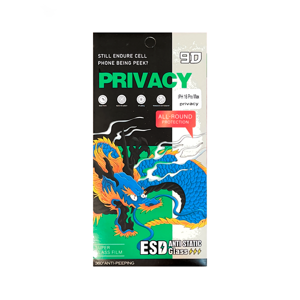 PROTECTOR PANTALLA CRISTAL TEMPLADO IPHONE 17 PRO MAX/16 PRO MAX PRIVACIDAD