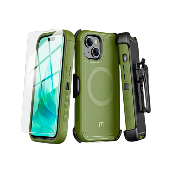 CARATULA MAVERICK MAGSAFE CON CLIP IPHONE 15/14/13 VERDE MYBAT PRO