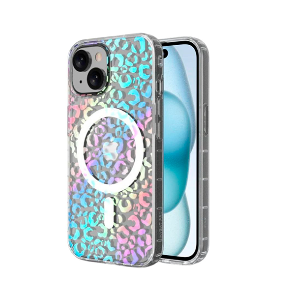 CARATULA MOOD MAGSAFE IPHONE 15/14/13 HOLOGRAPHIC LEOPARD MYBAT PRO