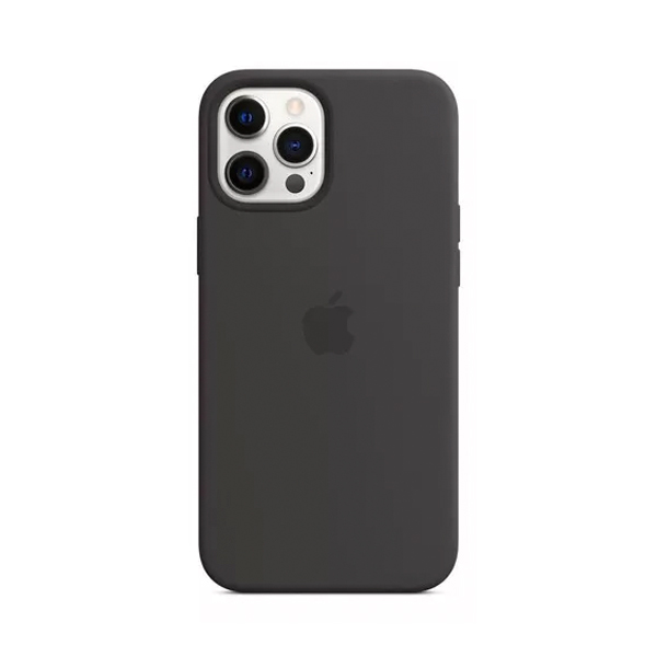 CARATULA SILICON TIPO ORIGINAL C/LOGO IPHONE 12 PRO MAX NEGRA