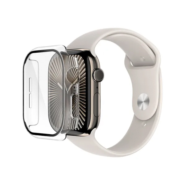 CARATULA ELECTROPLATING C/TEMPLADO APPLE WATCH SERIE 10 46mm TRANSPARENTE
