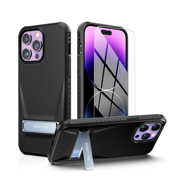 CARATULA BEYONDER C/STAND IPHONE 14 PRO NEGRA MYBAT PRO