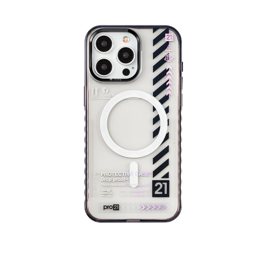CARATULA INDUSTRIAL MAGSAFE IPHONE 14 PRO MAX TRANSPARENTE/NEGRO PRO21