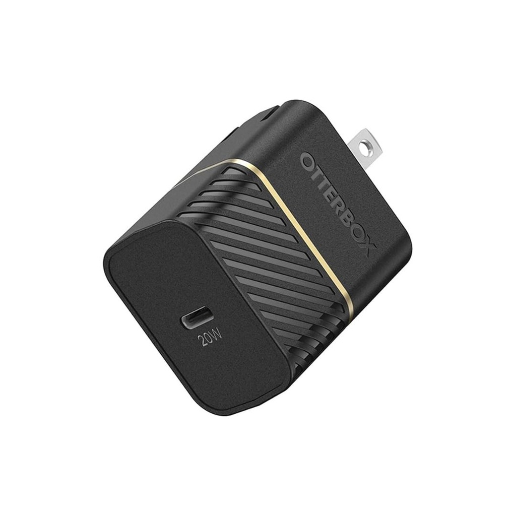 ADAPTADOR DE PARED USB-C 20W CARGA RAPIDA NEGRO OTTERBOX