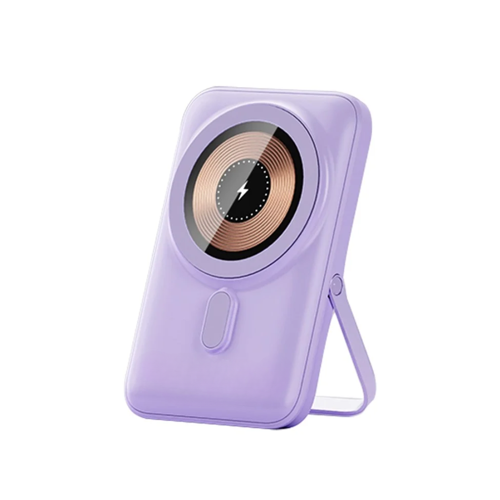 CARGADOR PORTATIL POWER BANK C/STAND MAGSAFE 10000 mAh LILA