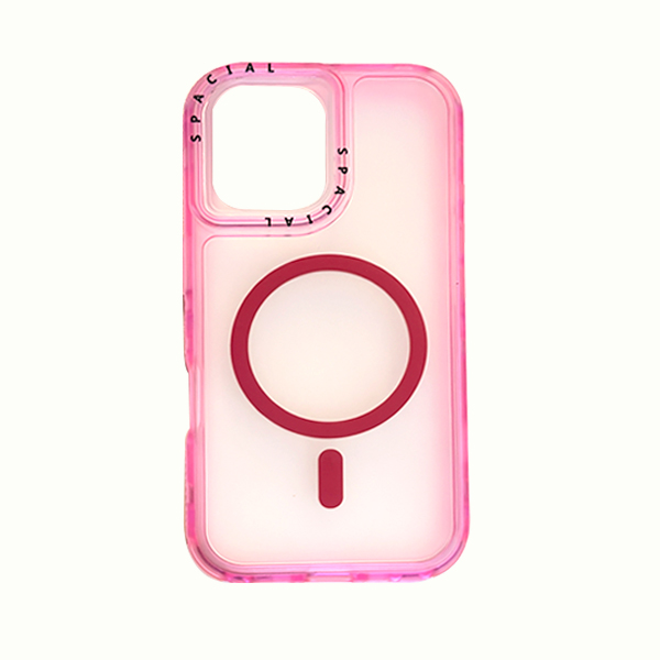 CARATULA 3 EN 1 SPACIAL MAGSAFE IPHONE 16 ROSA