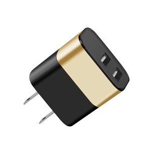 [885249931656] ADAPTADOR DUAL USB DE PARED CARGA RAPIDA 3.1 A NEGRO/ORO