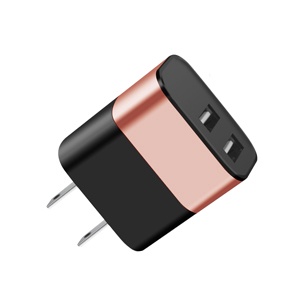 [885249931687] ADAPTADOR DUAL USB DE PARED CARGA RAPIDA 3.1 A NEGRO/ROSE GOLD
