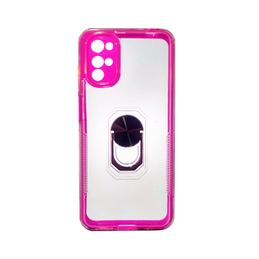 [840000012862] CARATULA 2 EN 1 C/ANILLO MOTO E32 TRANSPARENTE/ROSA