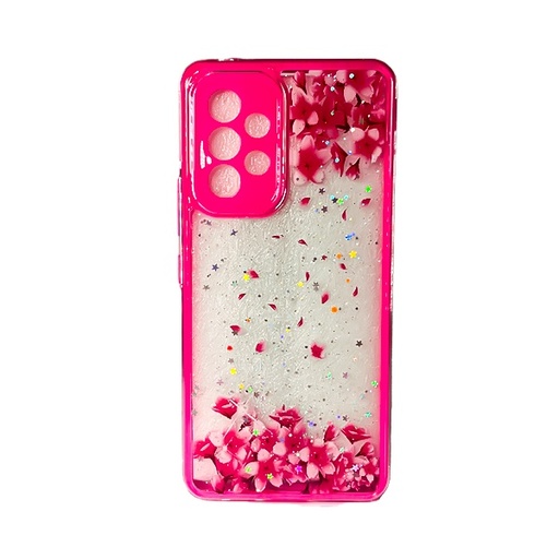 [840000012323] CARATULA BRILLOS FLORES SAMSUNG A53 ROSA