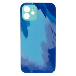 [840000011028] CARATULA GLASS ACUARELA IPHONE 12 AQUA/AZUL