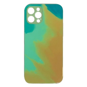 [840000011055] CARATULA GLASS ACUARELA IPHONE 12 PRO MAX VERDE/AMARILLO