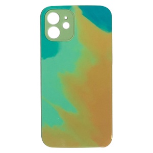 [840000011031] CARATULA GLASS ACUARELA IPHONE 12 VERDE/AMARILLO