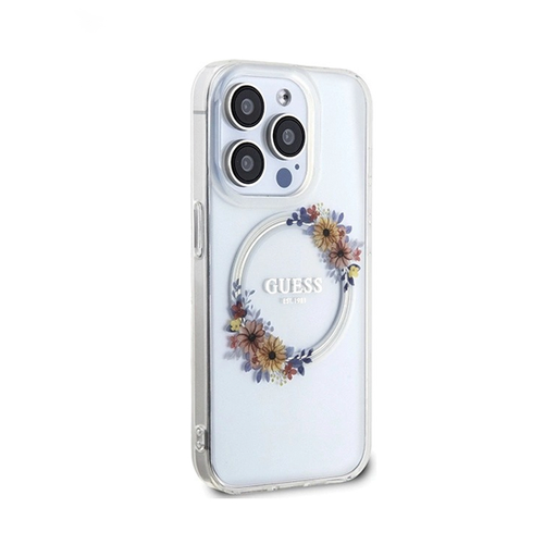 [3666339221737] CARATULA GUESS MAGSAFE FLOWER WREATH IPHONE 15 PRO MAX TRANSPARENTE