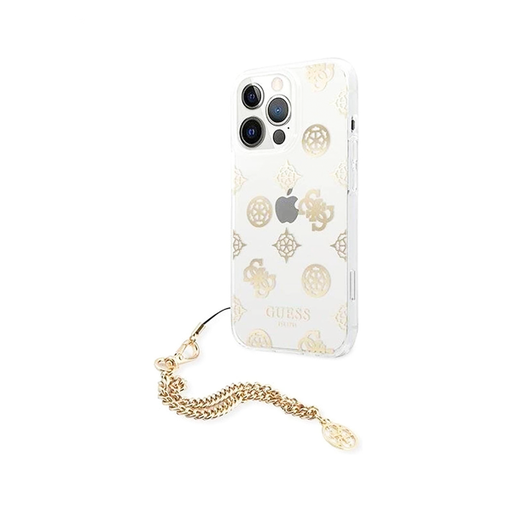 [3666339214401] CARATULA GUESS PEONY CHARM IPHONE 15 PRO ORO