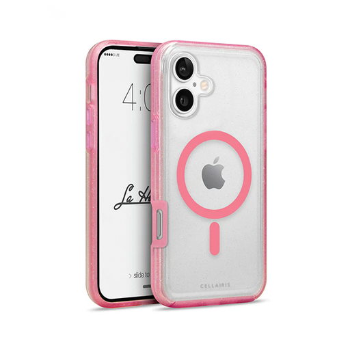 [810156910340] CARATULA LA HORNET GLITTER MAGSAFE IPHONE 16 TRANSPARENTE/ROSA 34-0210002R