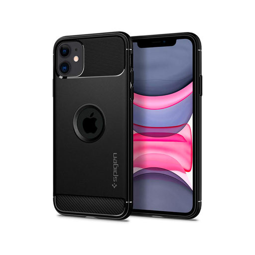 [8809671010286] CARATULA RUGGED ARMOR SPIGEN IPHONE 11 NEGRA MATTE