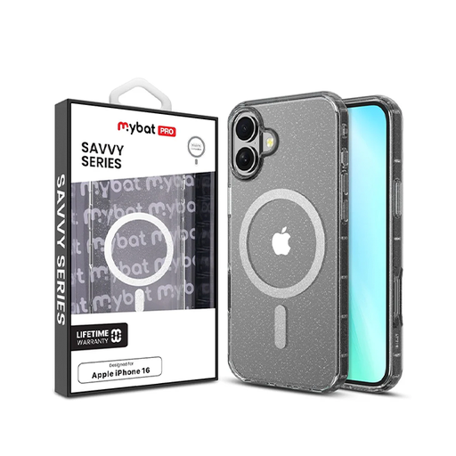 [885126755344] CARATULA SAVVY IPHONE 16 CRISTAL CLEAR GLITTER MYBAT PRO