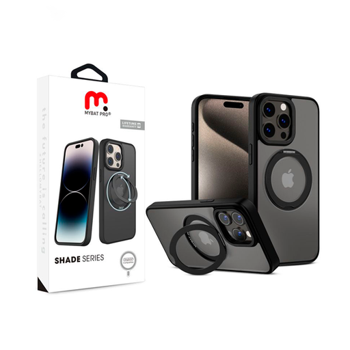 [885126744164] CARATULA SHADE MAGSAFE RING STAND 360 IPHONE 14/13/12 PRO MAX NEGRA MYBAT PRO