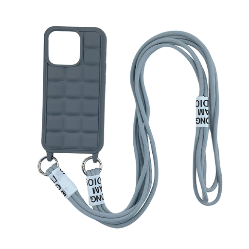 [840000013334] CARATULA SILICON CON CORDON IPHONE 14/13/12 PRO MAX GRIS