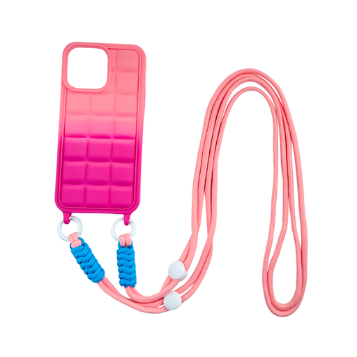 [840000013353] CARATULA SILICON CON CORDON IPHONE 14/13/12 PRO MAX ROSA/FIUSHA