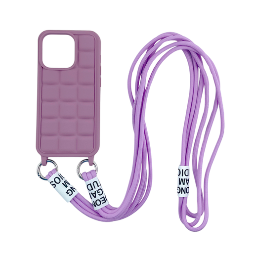 [840000013331] CARATULA SILICON CON CORDON IPHONE 14/13/12 PRO MAX VINO