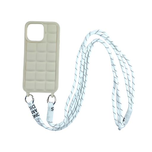 [840000013341] CARATULA SILICON CON CORDON IPHONE 15 PRO CREMA