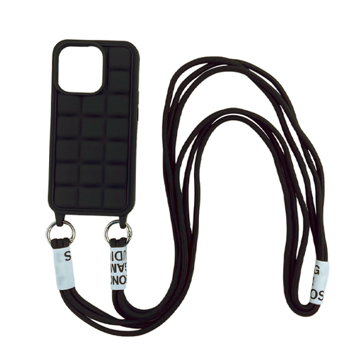 [840000013345] CARATULA SILICON CON CORDON IPHONE 15 PRO NEGRO