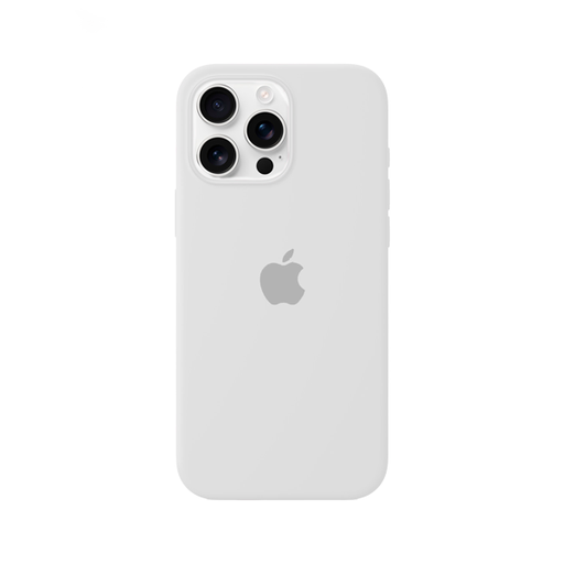 [840000013711] CARATULA SILICON TIPO ORIGINAL C/ LOGO IPHONE 16 PRO MAX BLANCO