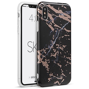 [842932150398] CARATULA SKIN MARBLE IPHONE X/XS NEGRA MATTE/ROSE GOLD 42-0004004