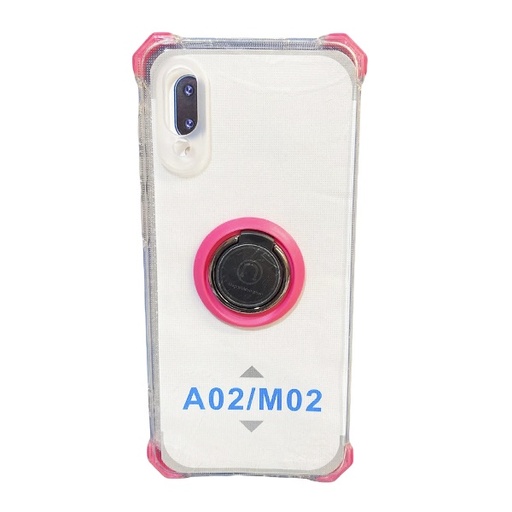 [840000011549] CARATULA TPU C/ANILLO SAMSUNG A02 TRANSPARENTE/ROSA