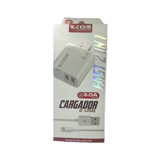 [840000012190] CARGADOR DE PARED MICRO USB 3.0A C/2 PUERTOS