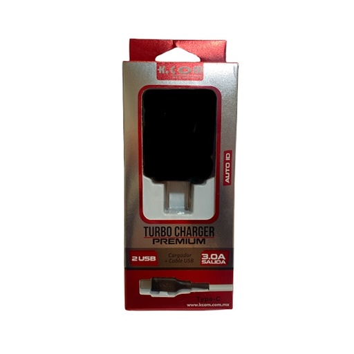 [840000011946] CARGADOR DE PARED TIPO C 3.0A C/2 PUERTOS