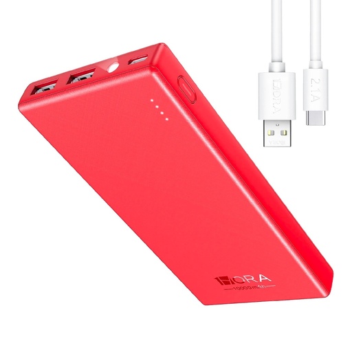 [6974368774719] CARGADOR PORTATIL POWER BANK 10000 mAh ROJO 1HORA