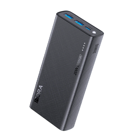 [6974368775372] CARGADOR PORTATIL POWER BANK 20000 mAh NEGRO 1HORA