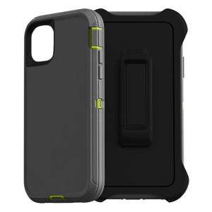 [840000011268] ESTUCHE TIPO DEFENDER IPHONE 12 PRO MAX GRIS/VERDE CON CLIP