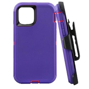 [840000011269] ESTUCHE TIPO DEFENDER IPHONE 12 PRO MAX MORADO/FUCSIA CON CLIP