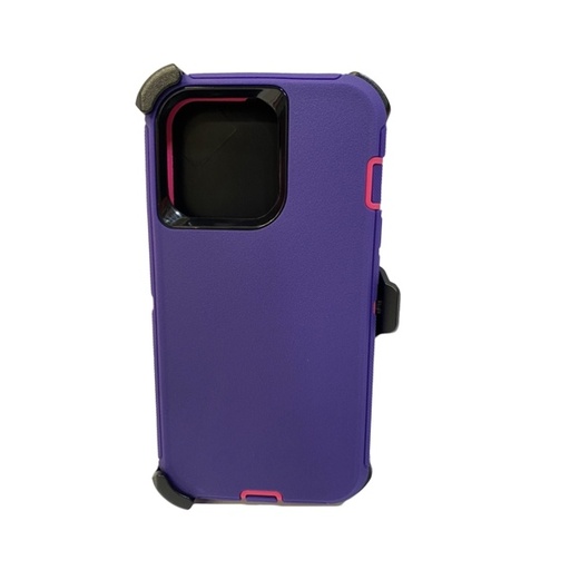 [840000012060] ESTUCHE TIPO DEFENDER IPHONE 13 PRO MAX/12 PRO MAX MORADO/FUCSIA CON CLIP
