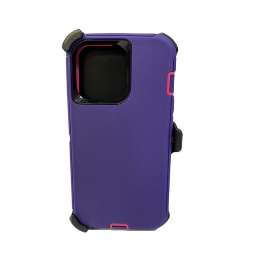 [840000012058] ESTUCHE TIPO DEFENDER IPHONE 13 PRO MORADO/FUCSIA CON CLIP