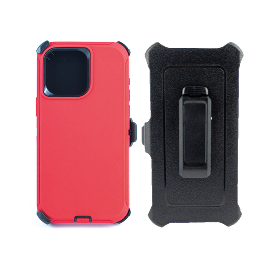 [840000013253] ESTUCHE TIPO DEFENDER IPHONE 15 PRO MAX ROJO CON CLIP