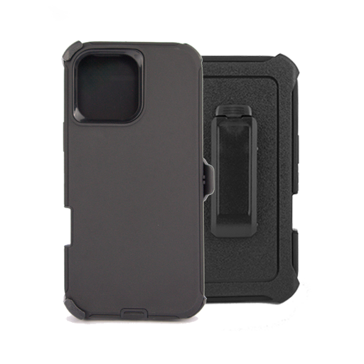 [HYB03C-IP16PM-BKBK] ESTUCHE TIPO DEFENDER IPHONE 16 PRO MAX NEGRO CON CLIP